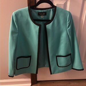 Evan Picone Black Label Teal Blazer with Black Trim